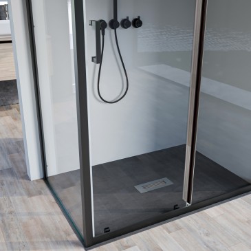Cabine de douche 2 faces avec porte coulissante transparente H195 AGATA