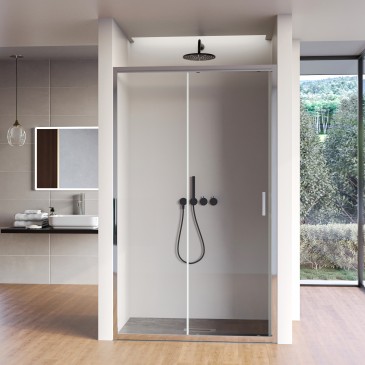 Porte de douche coulissante transparente anti-calcaire AGATA H195