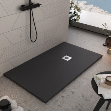 Receveur De Douche marbre minéral Mat Avec Grille Et Siphon Pierre Ciment