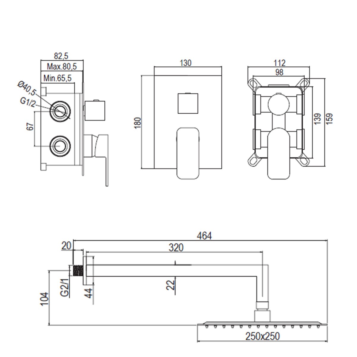 Kit doccia incasso completo cromato quadrato di qualità