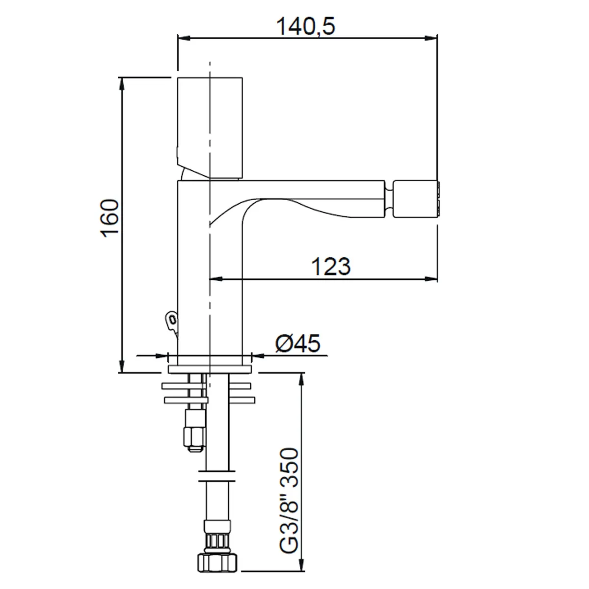 TBOLD quadratischer schwarzer Bidethahn Schwarzes, minimalistisches Design