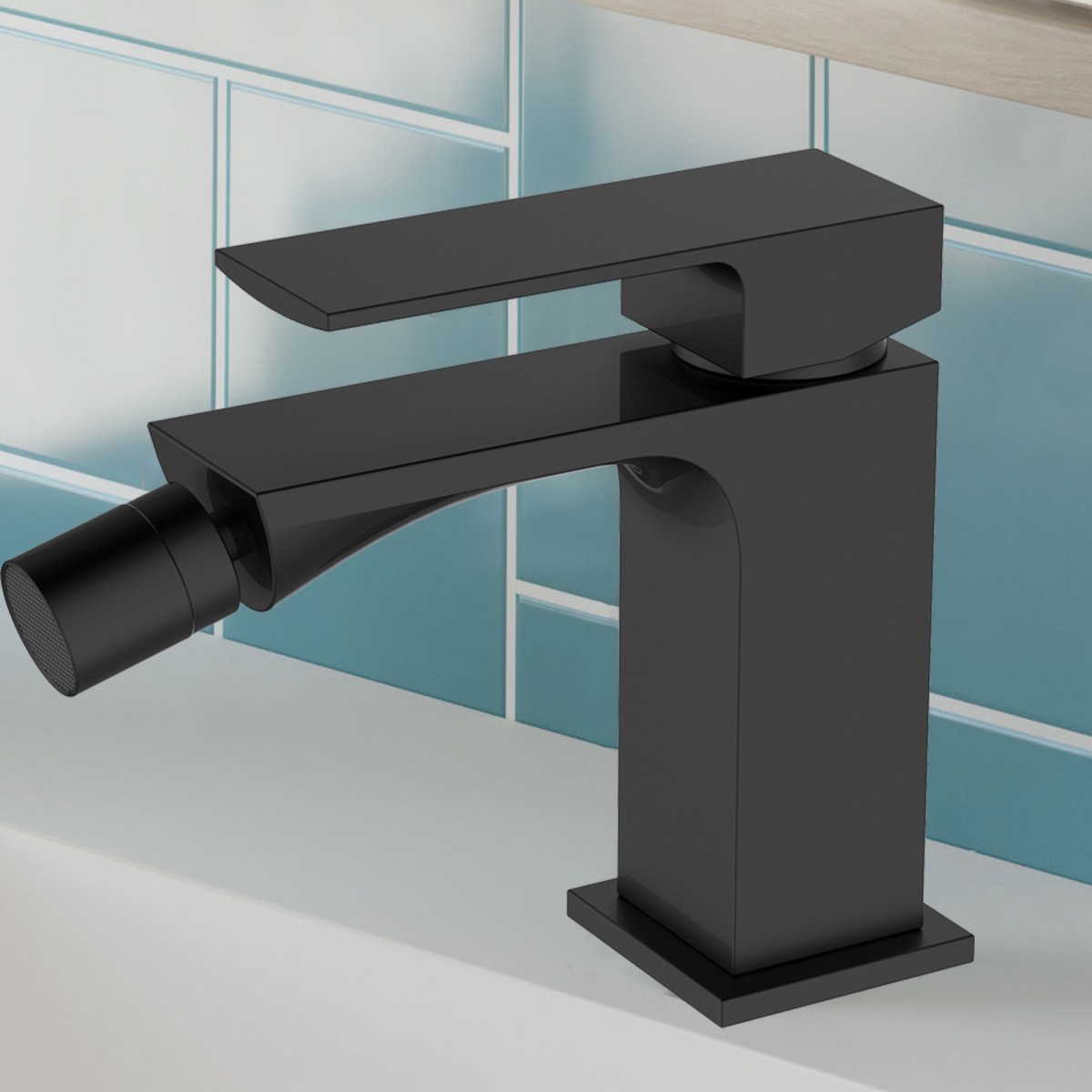 Rubinetto da bidet nero quadrato TBOLD Design minimalista nero