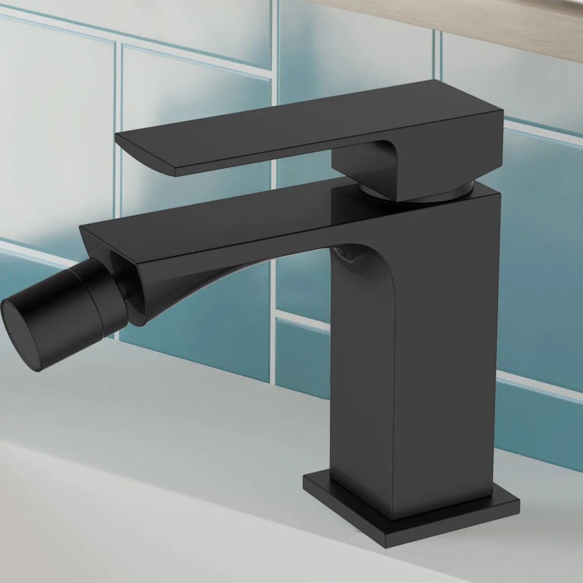 TBOLD quadratischer schwarzer Bidethahn Schwarzes, minimalistisches Design