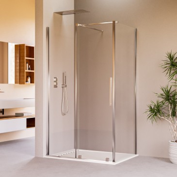 Installazione ad angolo del box doccia di lusso Brenta h200, design minimale senza profili.