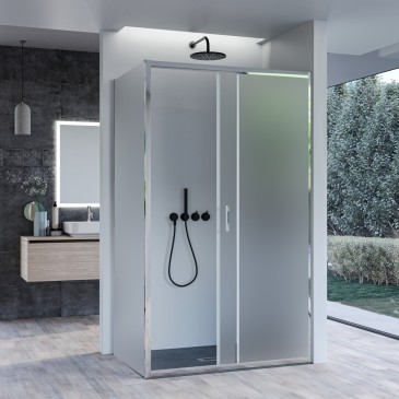Cabine de douche 2 côtés avec porte coulissante mate H195 AGATA