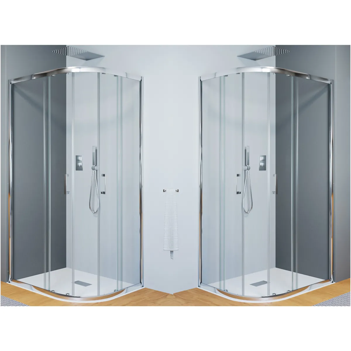 Halbrunde Duschkabine 70x90 90x70 Höhe 195cm