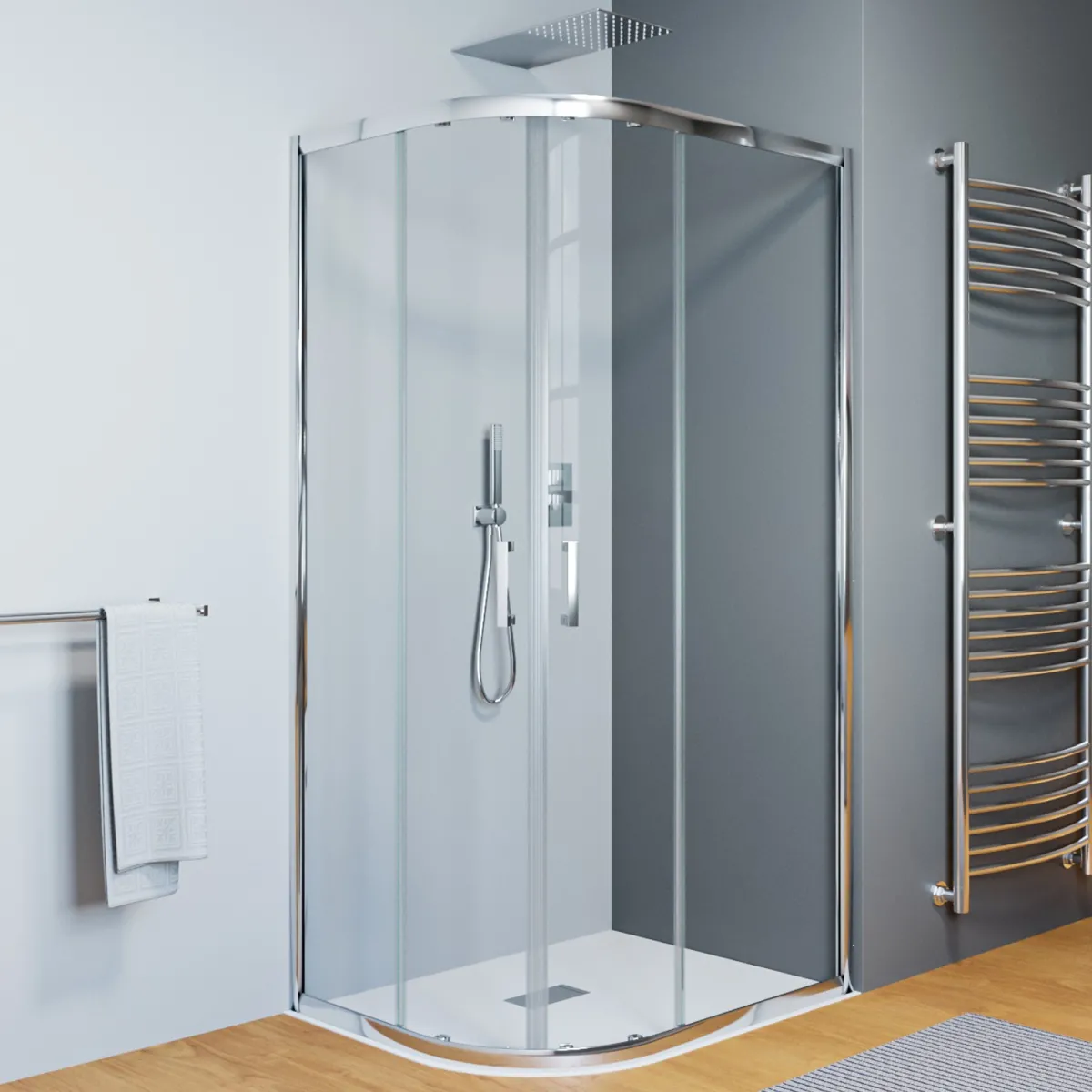 Paroi de douche semi-circulaire 70x90 hauteur 195cm