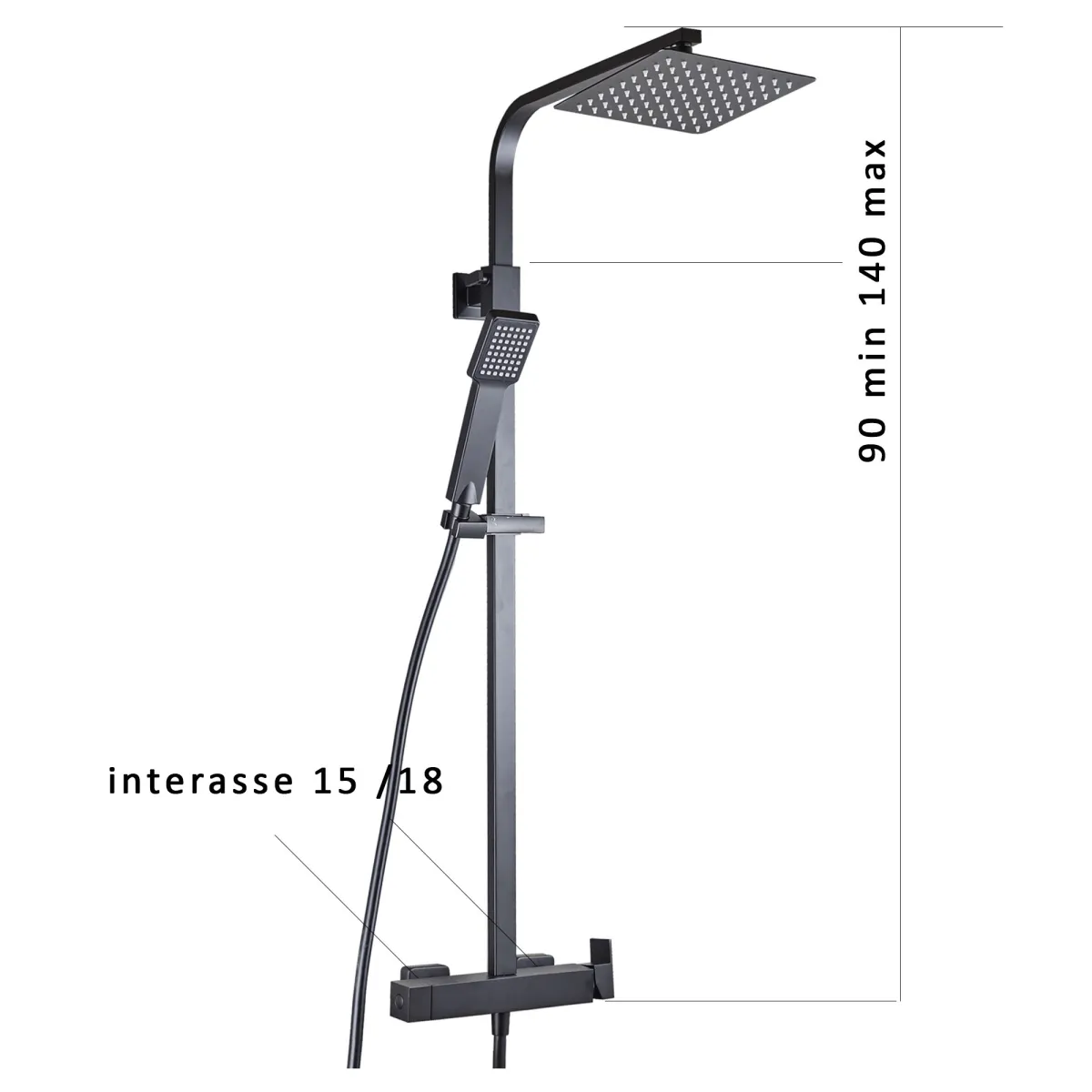 Schwarze Duschsäule, ESTE-Messingstruktur