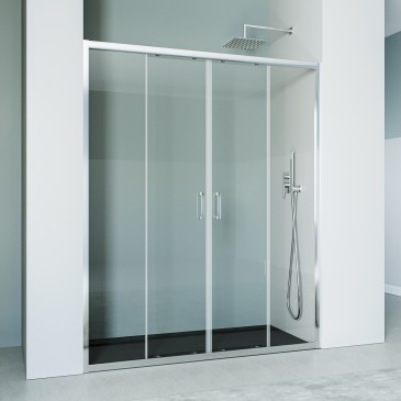 Porte de douche chromée anti-calcaire 1 porte coulissante h195 AGATA