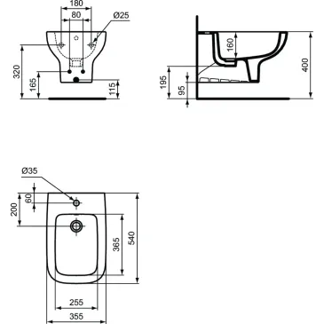Bidet suspendu T471801 Life A Ideal Standard Blanc