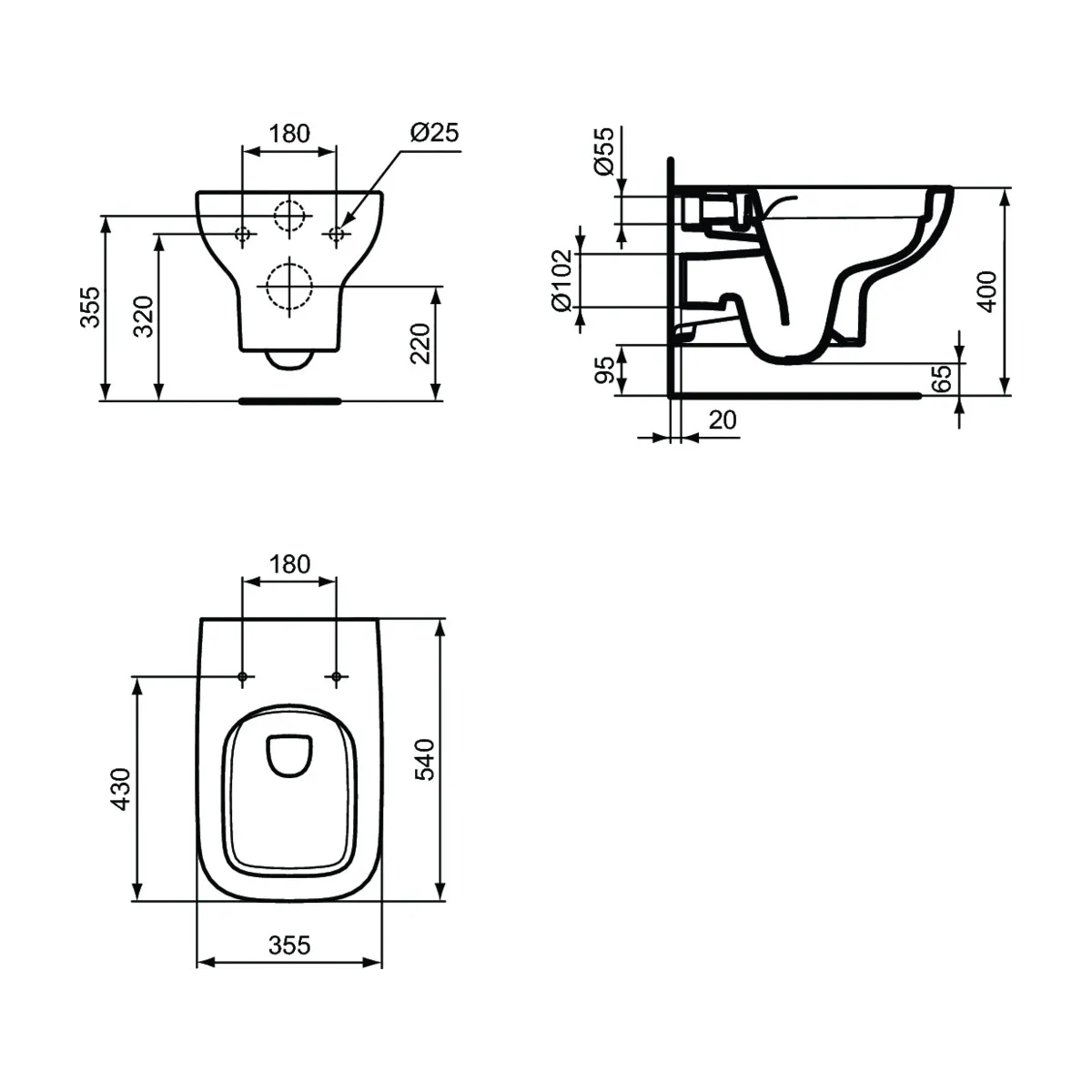 WC suspendu Life A Ideal Standard blanc T471801