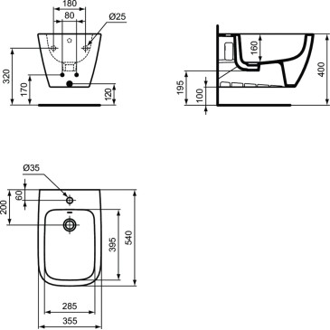 Life B Hänge-Bidet aus weißer Keramik T461501