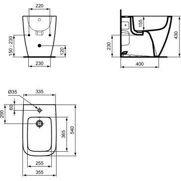 Wand-Bidet I Life B T458201 mit versteckter Befestigung