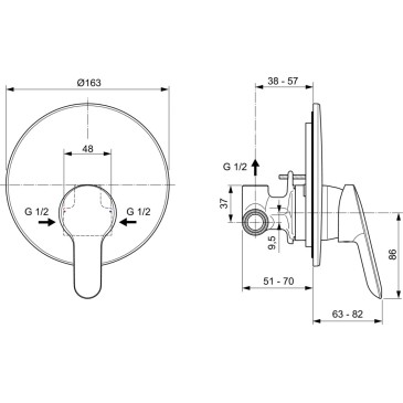 Alpha A7184AA IDEAL STANDARD Einbau-Einhand-Duscharmatur