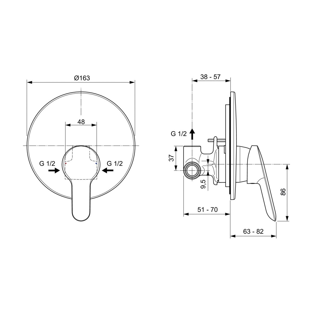 Alpha A7184AA IDEAL STANDARD Einbau-Einhand-Duscharmatur