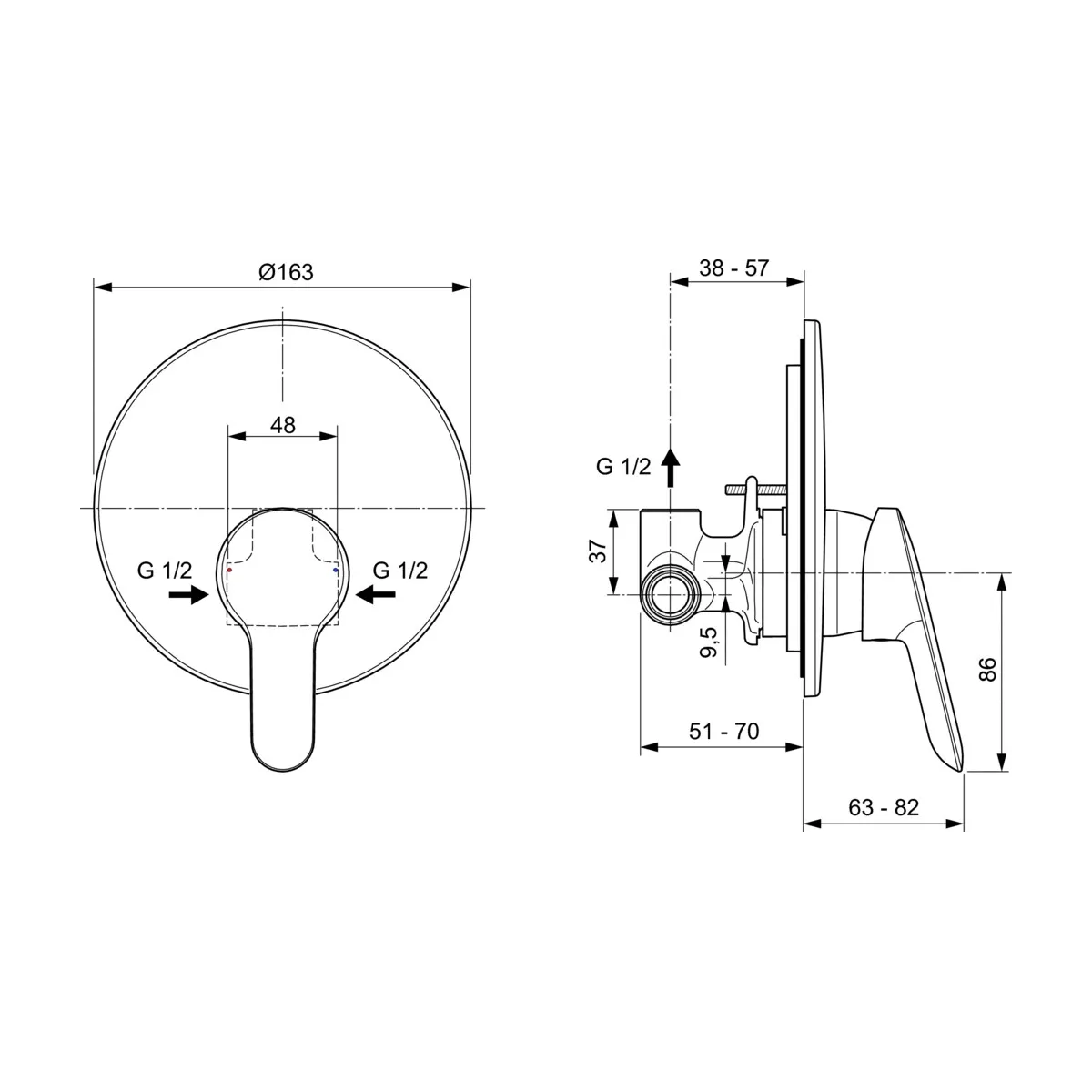 Alpha A7184AA IDEAL STANDARD Einbau-Einhand-Duscharmatur