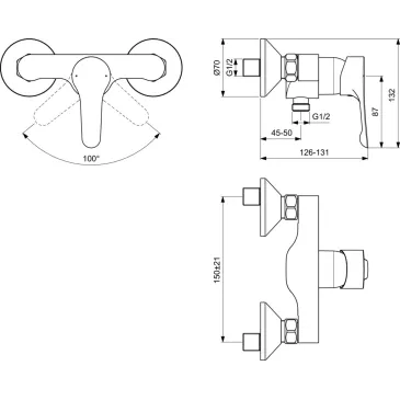 Externe Badewannen-Brausebatterie BC488AA Alpha IDEAL STANDARD