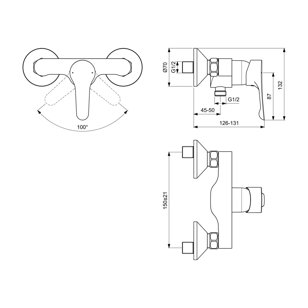 Externe Badewannen-Brausebatterie BC488AA Alpha IDEAL STANDARD