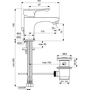 Miscelatore per lavandino Alpha BC647AA Ideal Standard
