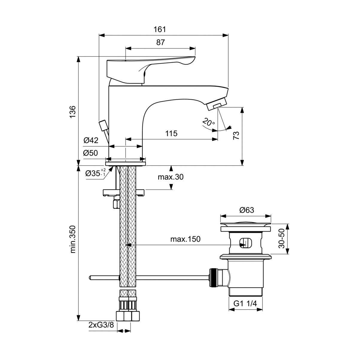 Alpha BC647AA Ideal Standard Spültischmischer