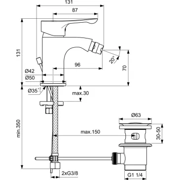 BC652AA Ideal Standard Alpha Bidetmischer