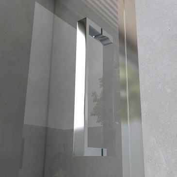 Transparente Duschtür mit 2 Schiebetüren, zentraler Eingang, H195