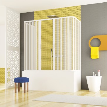 Cabine de douche au-dessus de la baignoire en PVC sur trois côtés avec ouverture centrale