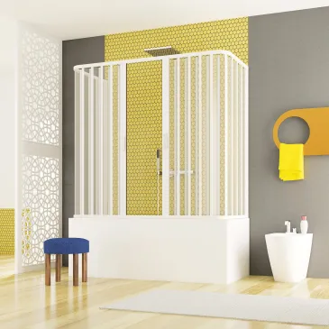 Cabine de douche au-dessus de la baignoire en PVC sur trois côtés avec ouverture centrale
