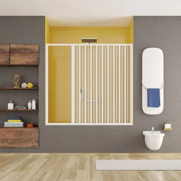 Au-dessus de la baignoire, porte pliante en PVC à une porte, ouverture latérale