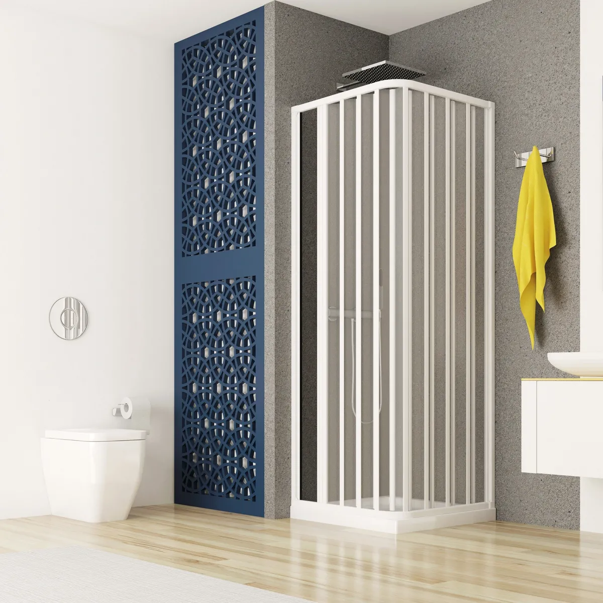 Cabine de douche d'angle 2 côtés en pvc blanc