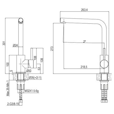Mitigeur de cuisine avec bec orientable en INOX