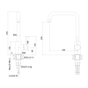 Robinet de cuisine en acier inoxydable léger avec bec pivotant | Mondialshop