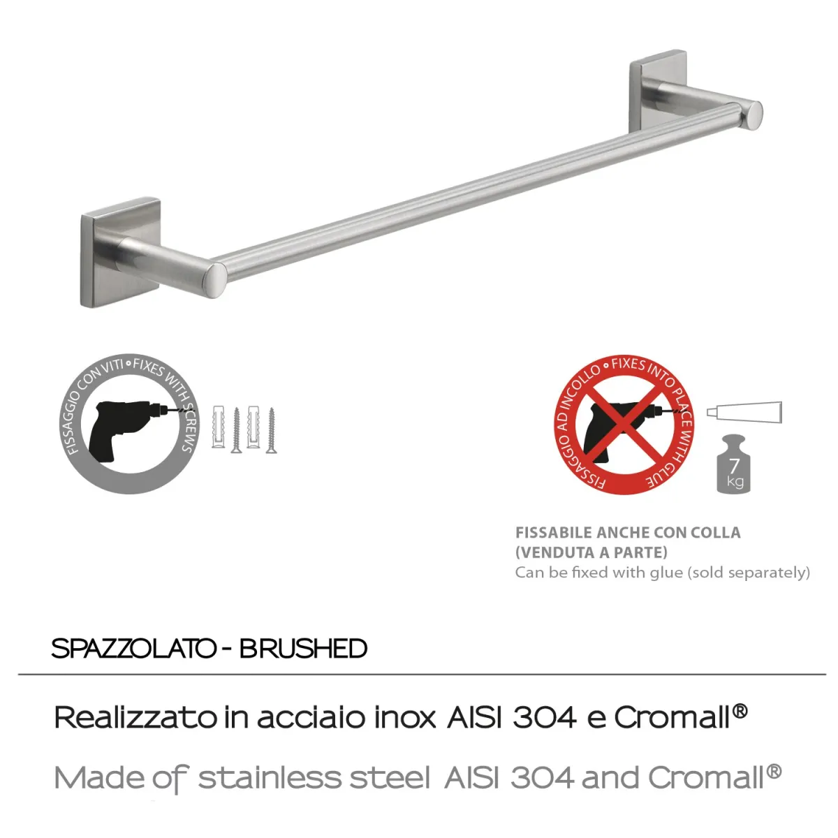 Portasalviette 45 cm in acciaio inox satinato spazzolato - Fuji Gedy