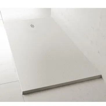 Receveur de douche en résine blanche avec trou latéral MAKA