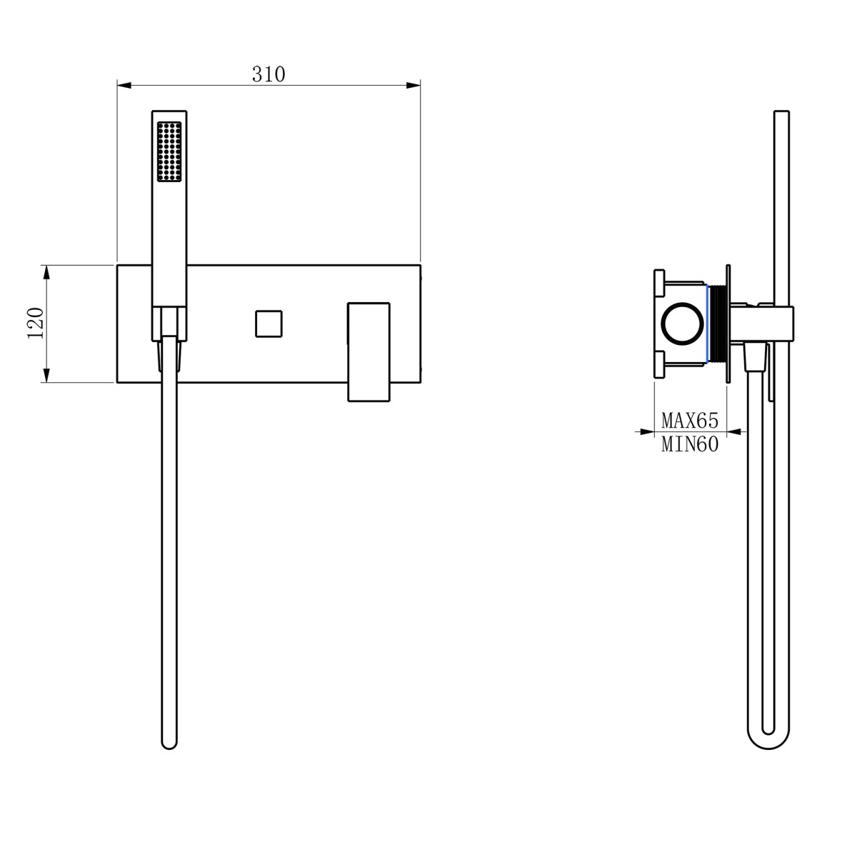 Kit de douche design carré Poséidon