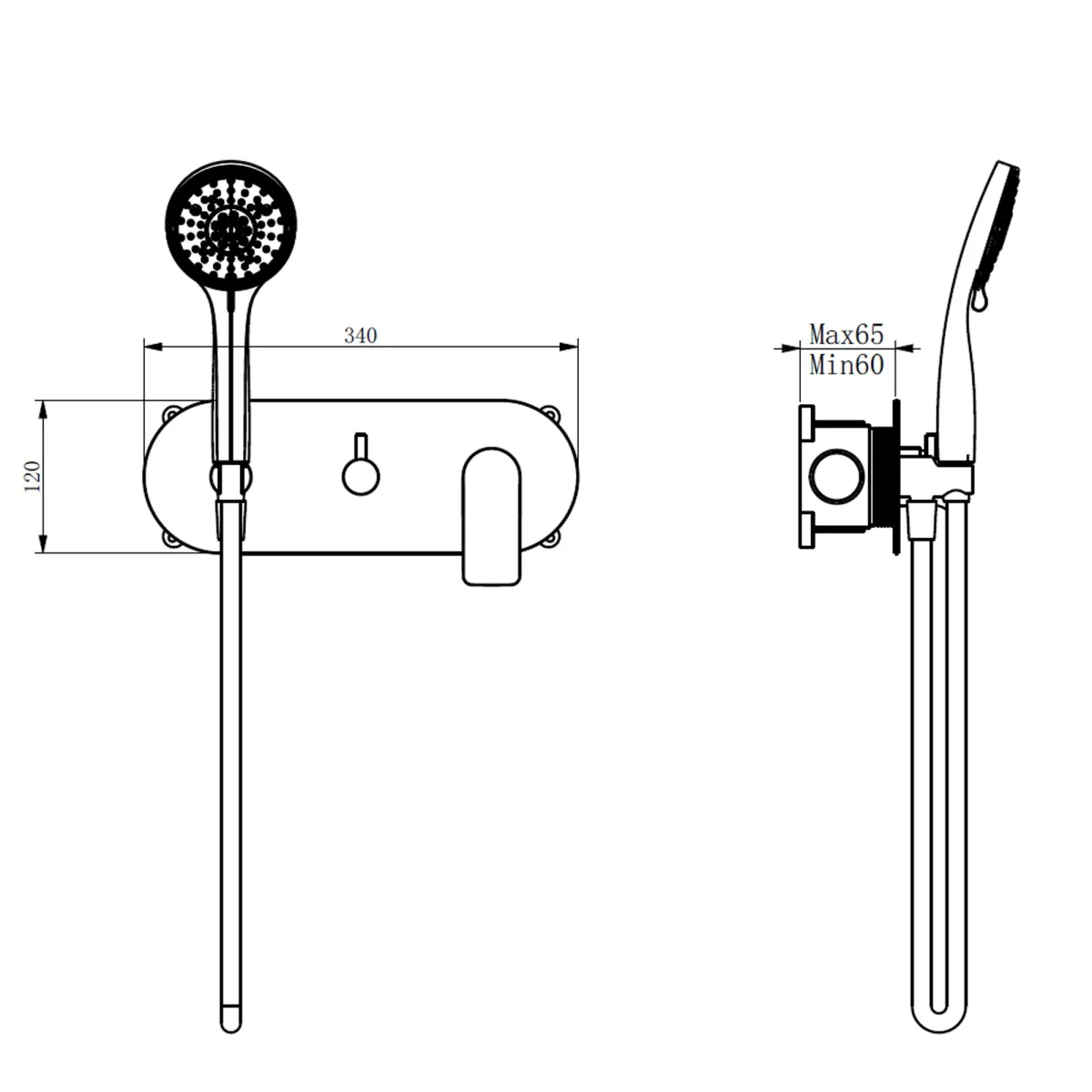 Kit doccia nero ARMONIA tondo con soffione da 20CM |...