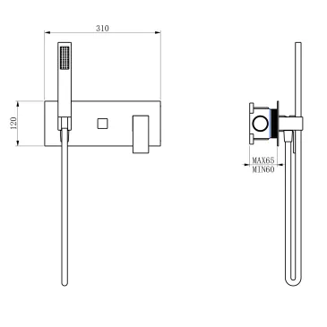 Kit doccia nero POSEIDON con soffione quadrato 20x20 | Mondialshop