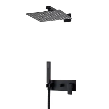 Schwarzes POSEIDON Duschset mit 20x20 cm großem Duschkopf | Mondialshop