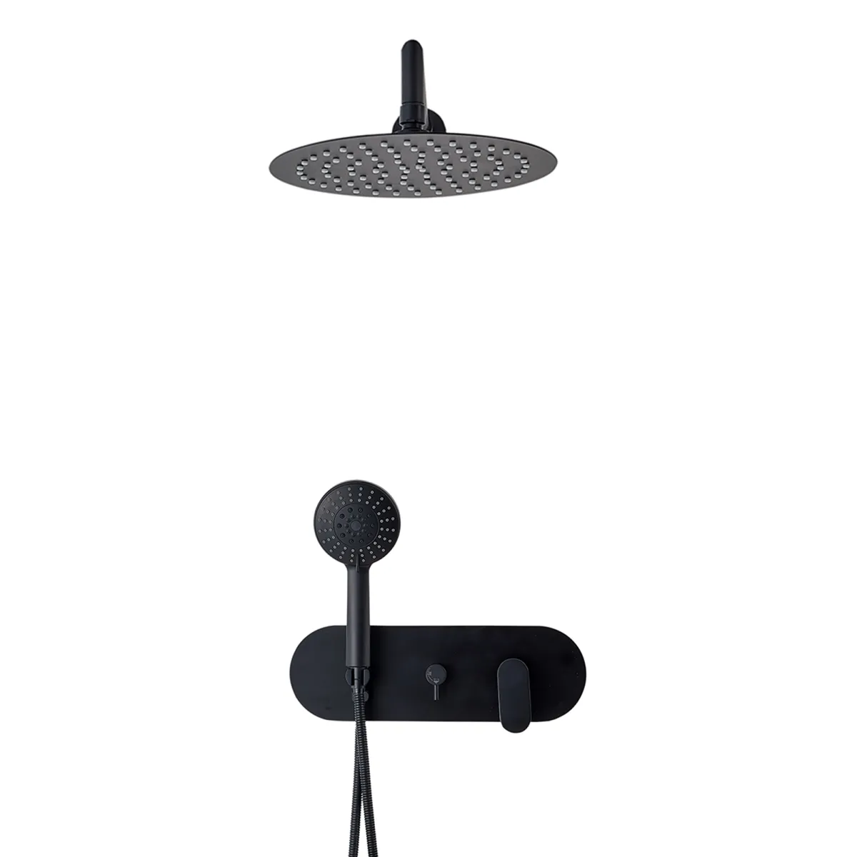 ARMONIA Rundes schwarzes Duschset mit 20-cm-Duschkopf |...