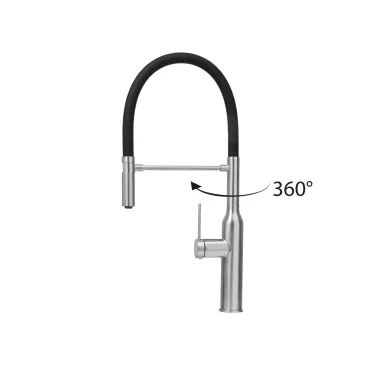 Küchenarmatur aus Edelstahl mit Schwenkauslauf | Mondialshop