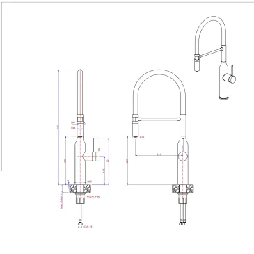 Küchenarmatur aus Edelstahl mit Schwenkauslauf | Mondialshop