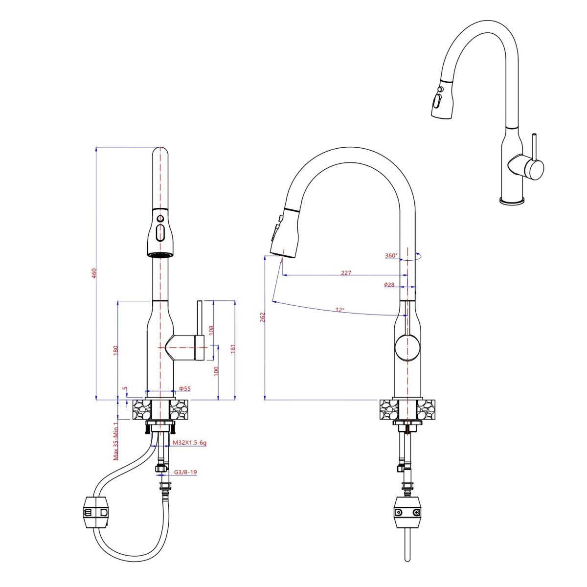 Rubinetto Cucina Acciaio Inox Doccetta BOTTLEX