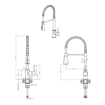 Rubinetto cucina inox MEXMAX-24 con doccetta a molla | Mondialshop