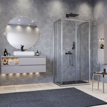 Cabine de douche d'angle transparente Matias 195 6 mm