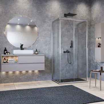 Cabine de douche abordable en verre sur 3 côtés | Installation rapide recommandée