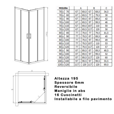 Box doccia 3 lati cristallo economico | Montaggio rapido Consigliato