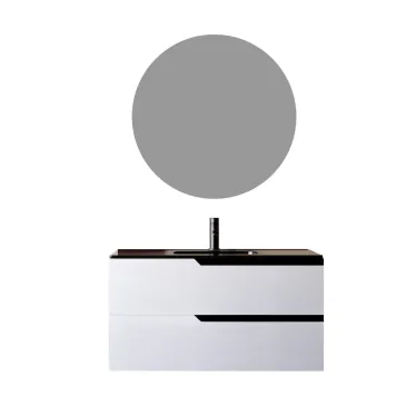 Mobile bagno 100cm Sospeso Bianco Porcellana Lavabo nero Opaco - JAGUAR