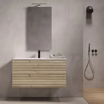 Mobile bagno sospeso 100cm Rovere Alba ondulato ZEN