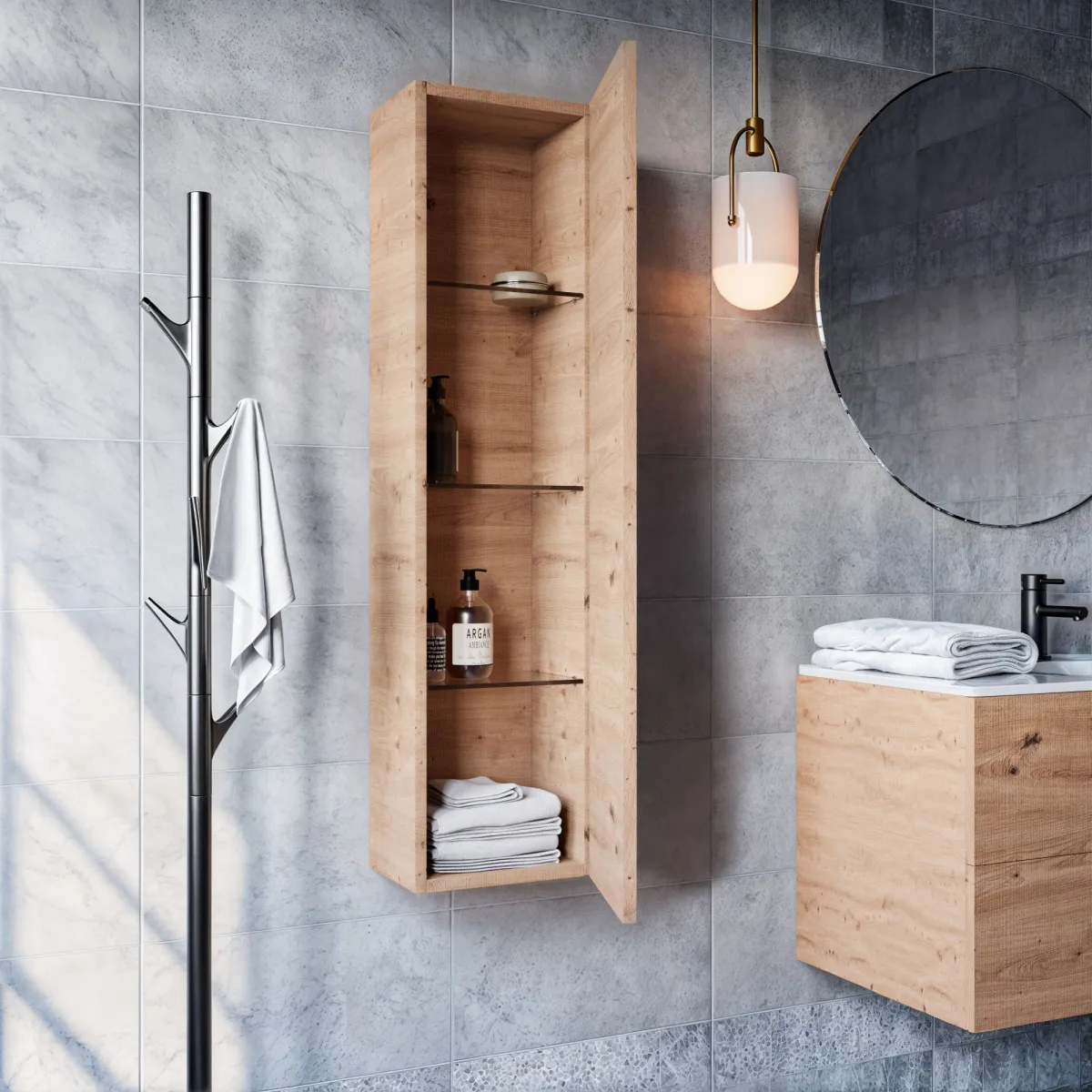 Colonna Bagno sospesa Rovere Cartagena 120x35x20