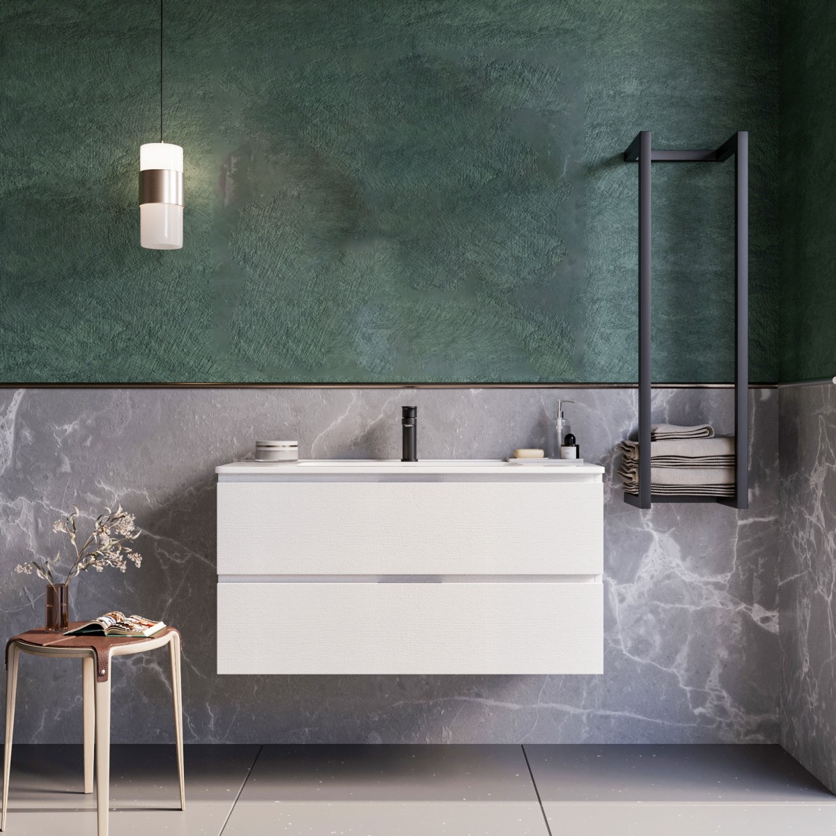 Mobile bagno sospeso 100cm laminato bianco ARMONY